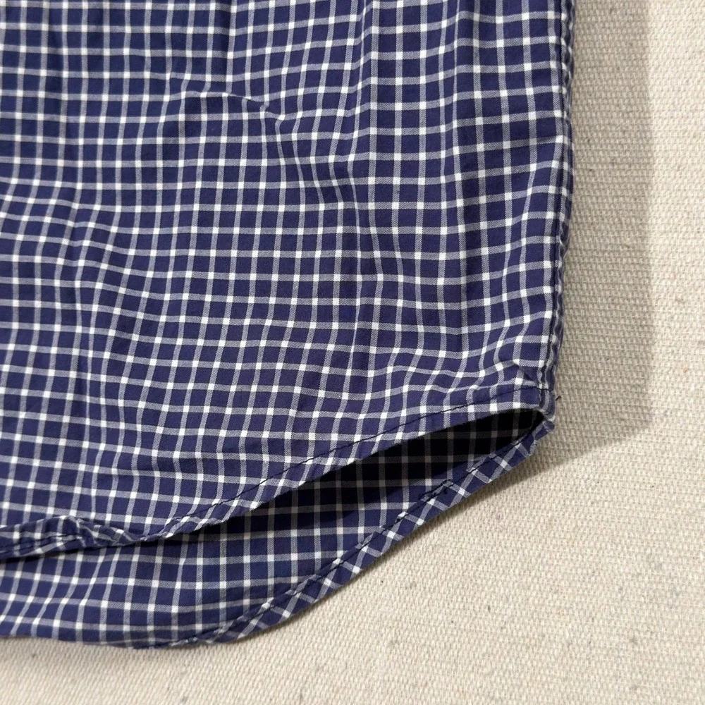 Ralph Lauren Button Up Boys Medium 10-12 Blue Plaid Shirt Long Sleeve Cotton